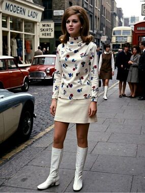 Floral Print Mock Neck Long Sleeve Top Vintage 1960’s